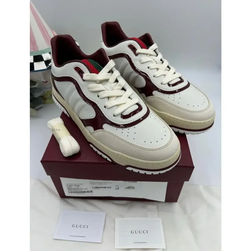 Men's Gucci re web leather sneakers size 12 fits 12.5 US made in Italy